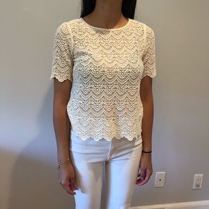Cream lace Broadway & Broome T shirt